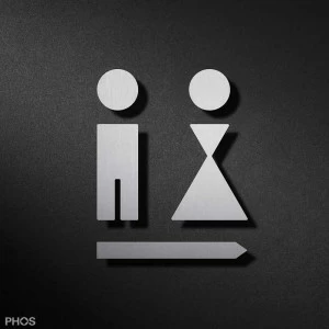 P0102 Пиктограмма туалета для мужчин и женщин со стрелкой PHOS