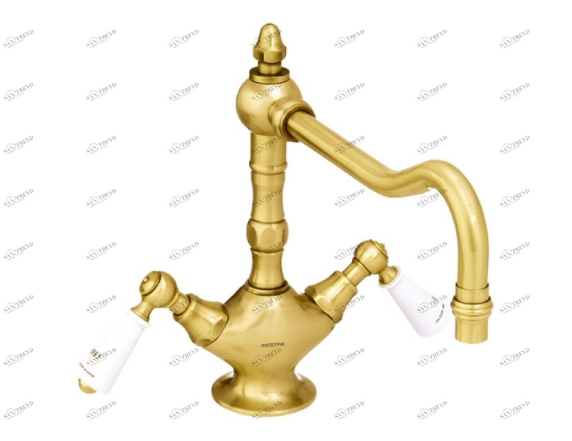 035030.M00.72 Смеситель для мойки с фарфором на одно отверстие Окисленная медь Mestre RETRO