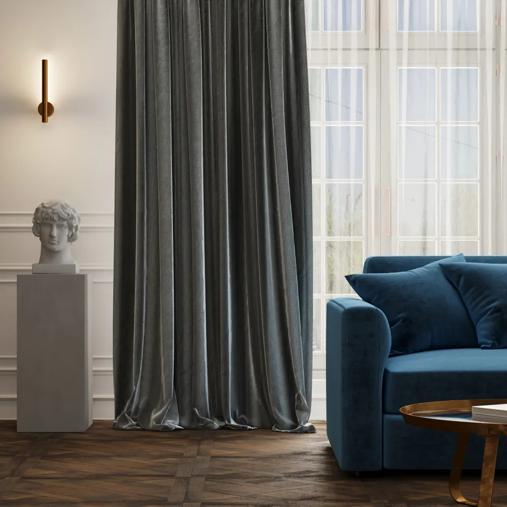 Штора на ленте Паола 200x280 см цвет серо-синий 84508283 STLM-2161329 MIAMOZA 