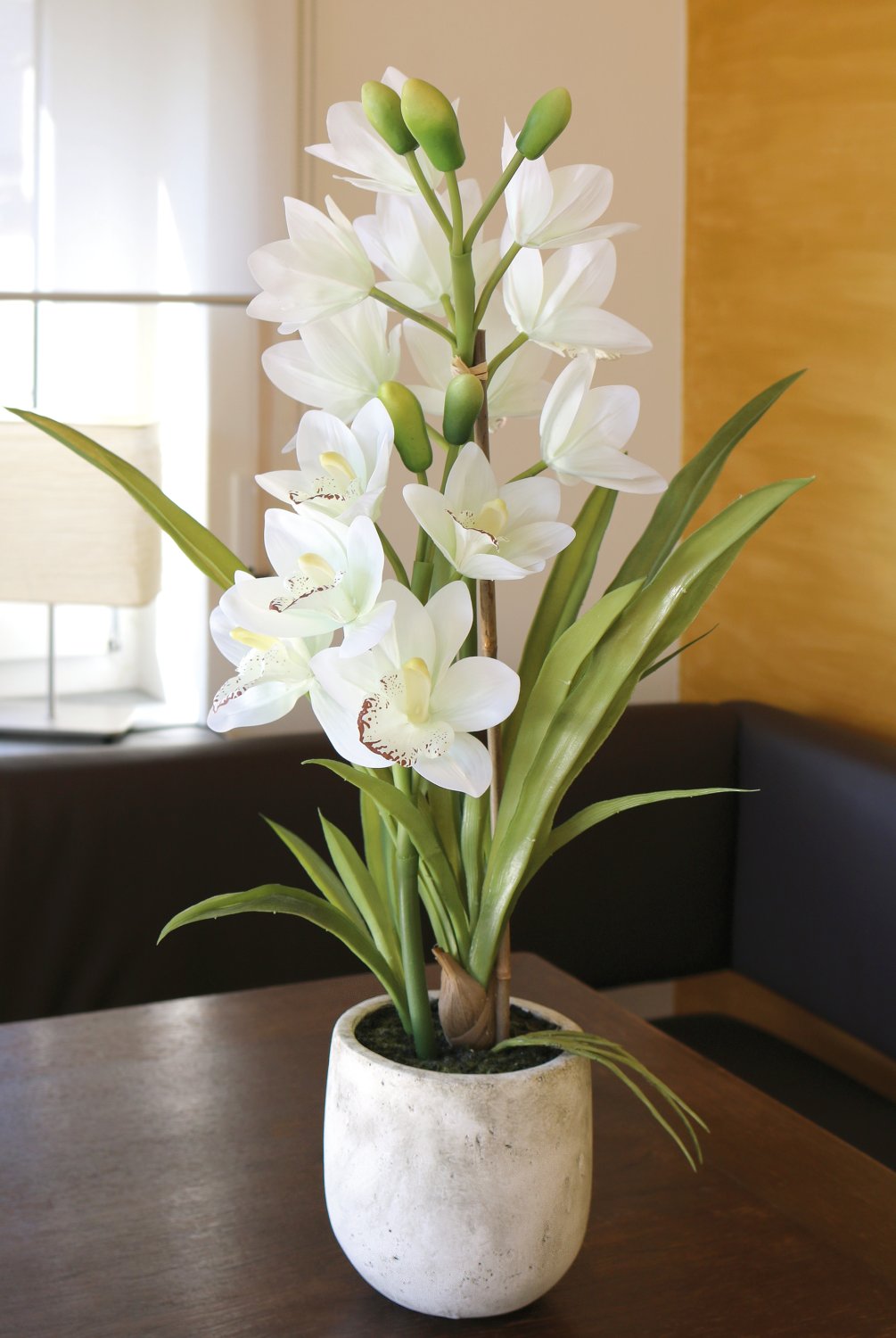 2532 778 a3 Пластиковая орхидея цимбидиум, горшок, 71 см, горшок, real touch soft, бежево-белый H-andreas  - Вид №10