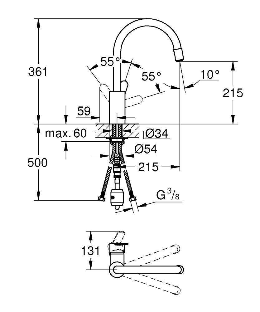 31126002 Смеситель для кухни Grohe Eurostyle Cosmopolitan хром - Вид №1