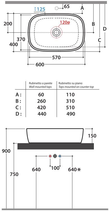 Ge045/044/043 bi Накладная раковина на столешницу  овальная Ceramica Globo Genesis - Вид №6