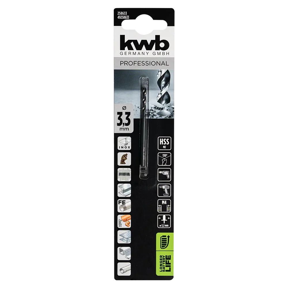 Сверло спиральное по металлу HSS KWB 258633 3.3x65 мм 89445621 STLM-2078651  - Вид №3