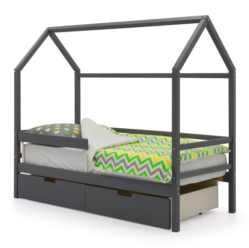 Кровать-домик детская графит Svogen БЕЛЬМАРКО  00-3833068 Серый Santreyd  - Вид №2