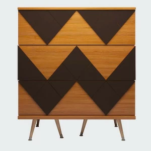 Комод с деревянными ножками и 3 ящиками темно-коричневый Lady Woo WOODI  00-3965967 Бежевый;дуб сонома;коричневый