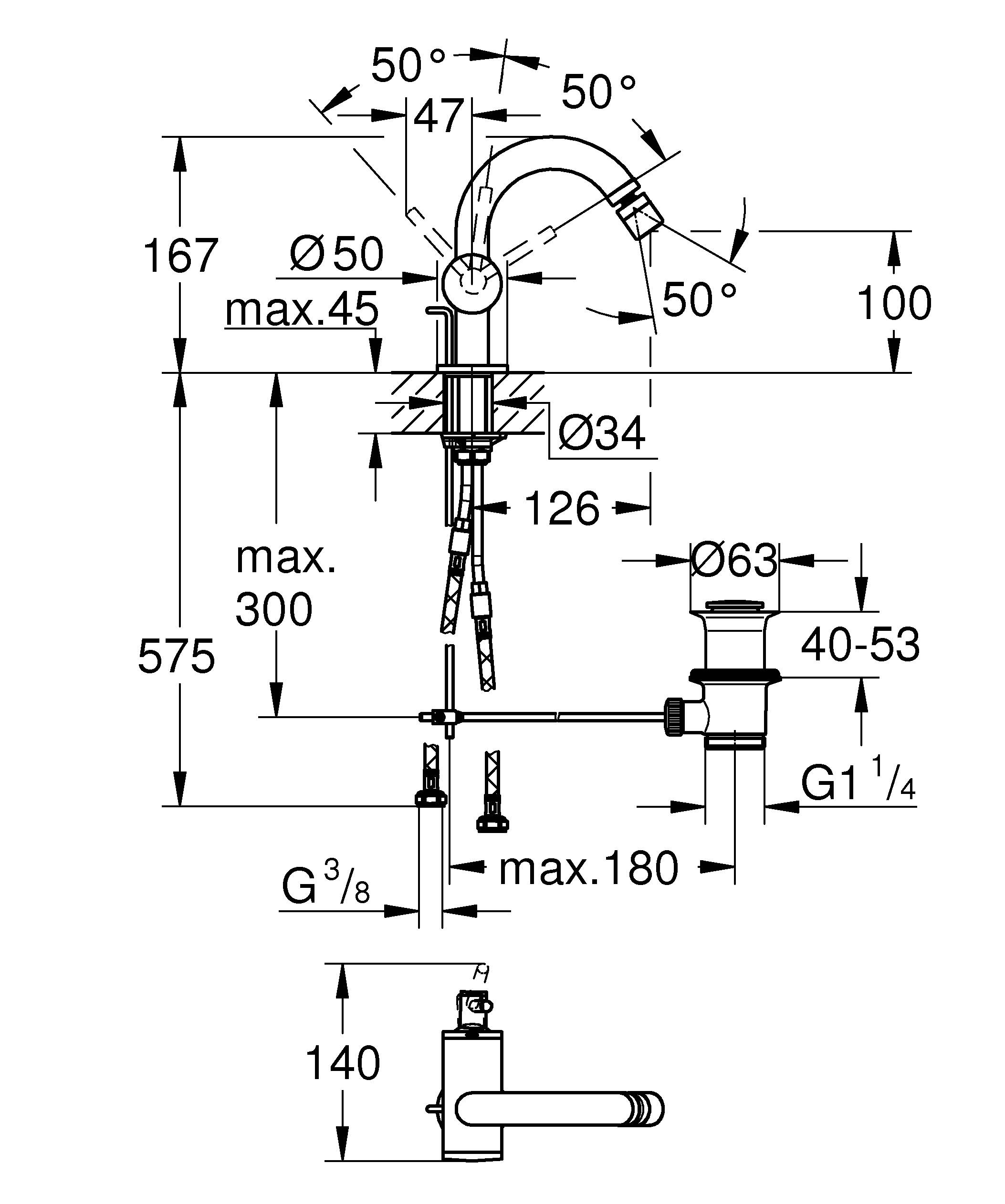 Смеситель однорычажный для биде на 1 отверстие GROHE Atrio New (32108DC3) - Вид №1