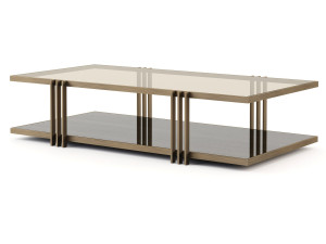 Прямоугольный низкий стол из металла и стекла