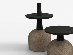 Bonaldo Высокий круглый деревянный журнальный столик