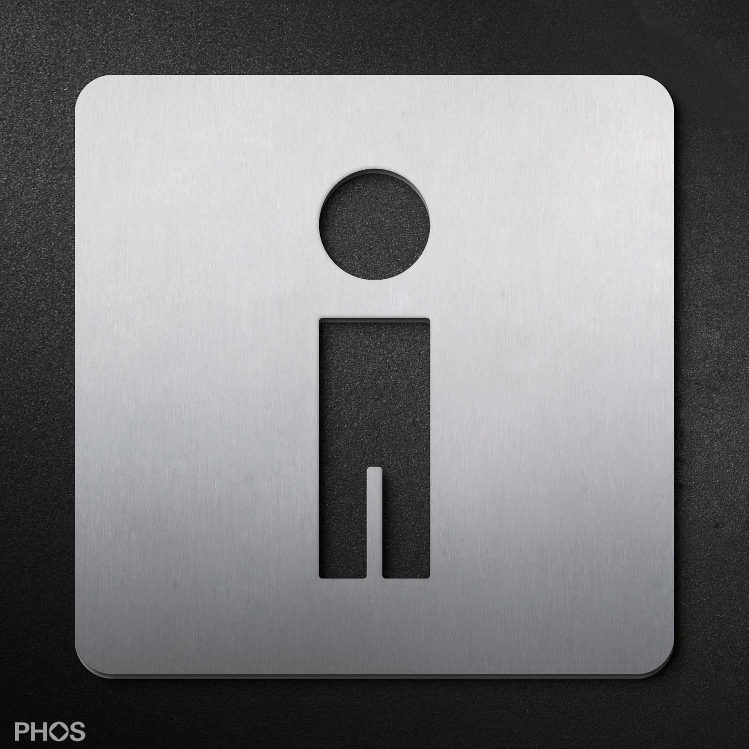 PS0301S Пиктограмма для мужского туалета с мягкими краями, 16 x 16 см. PHOS 