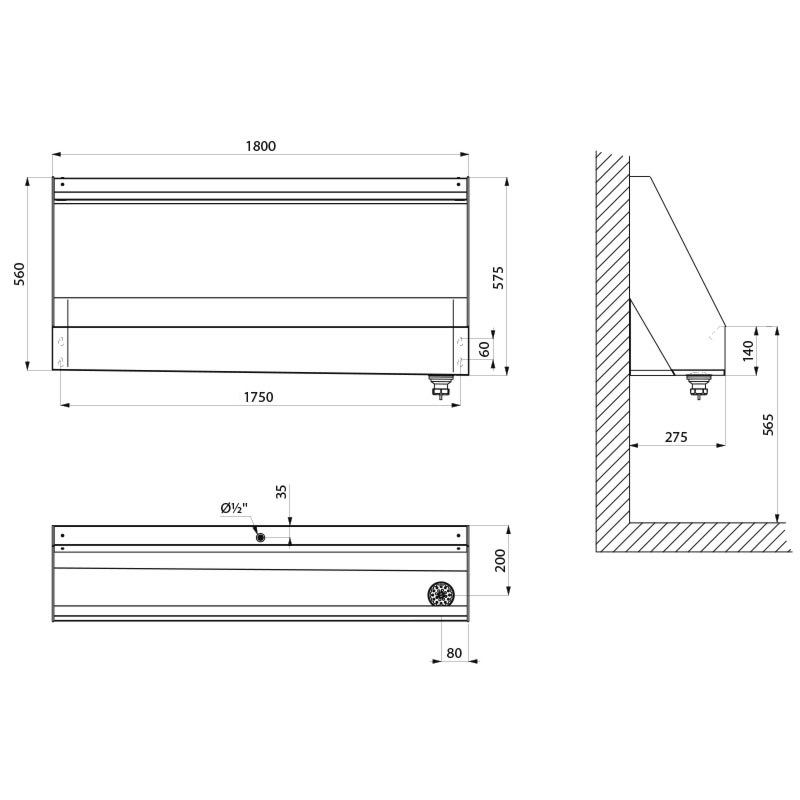 130110 Писсуар коллективный подвесной DELABIE  - Вид №1
