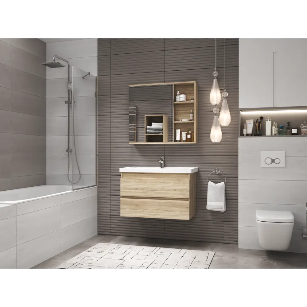 Тумба под раковину подвесная Vigo Matteo 80 см цвет дуб сонома STLM-2090196 - Вид №8