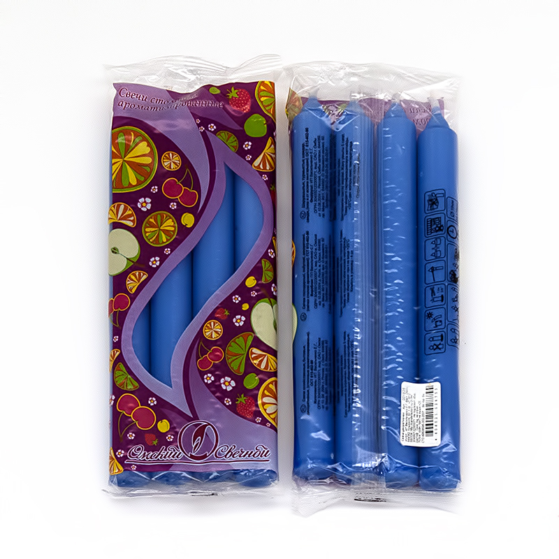 001525 Свеча столовая 1.9 х 17.5 см 40 г 4 шт. Лаванда Омский Свечной 