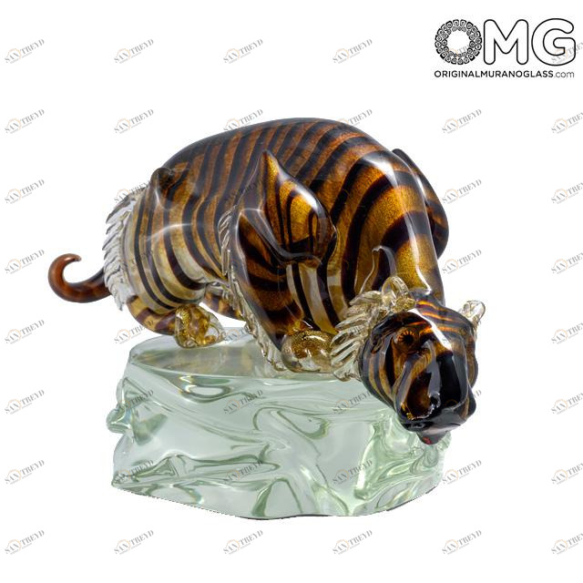 251 ORIGINALMURANOGLASS Скульптура Тигр - автор Alessandro Barbaro - муранское стекло OMG 60 см 