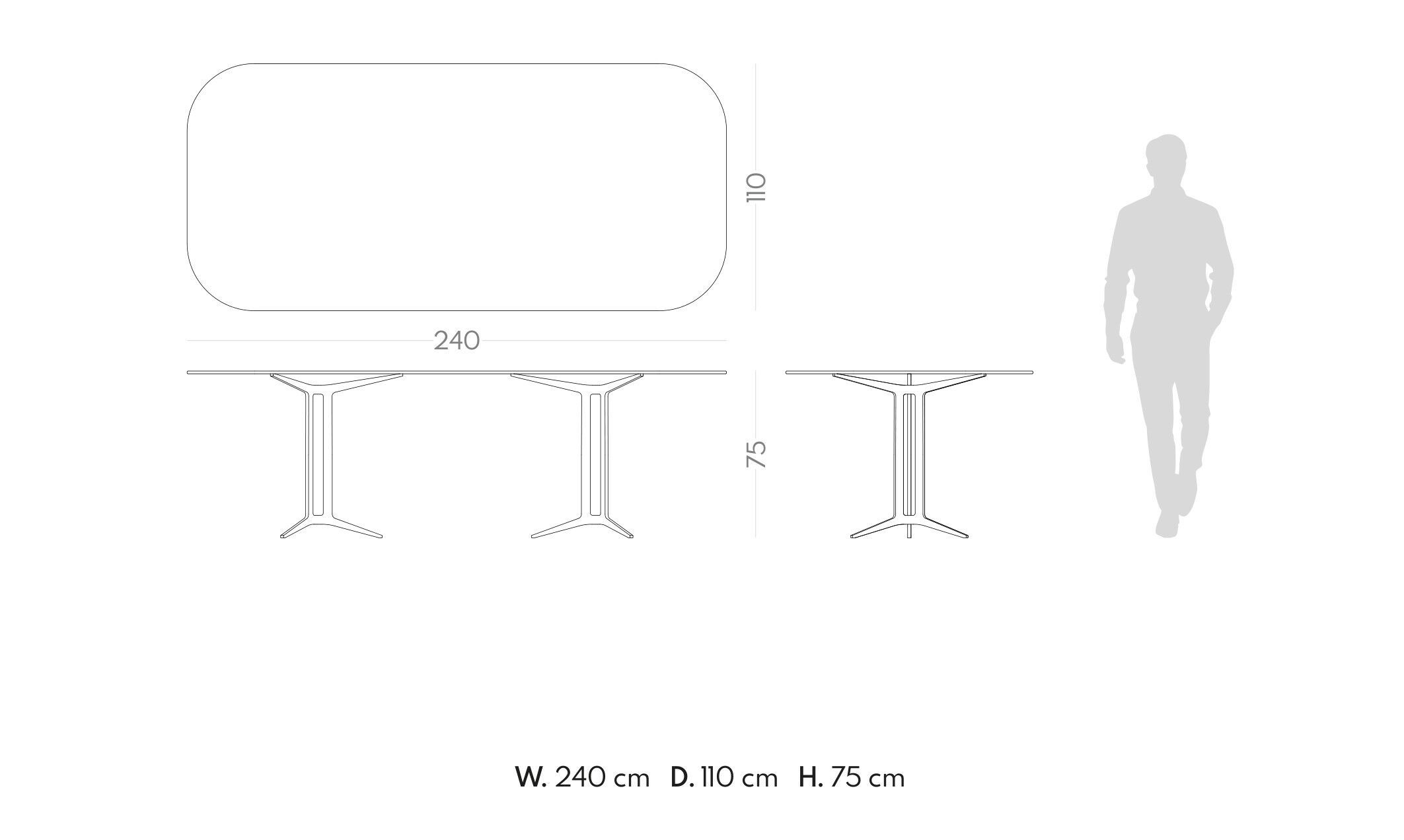 Прямоугольный обеденный стол из стали и стекла PRADDY Natur ARCH-00129582 - Вид №6