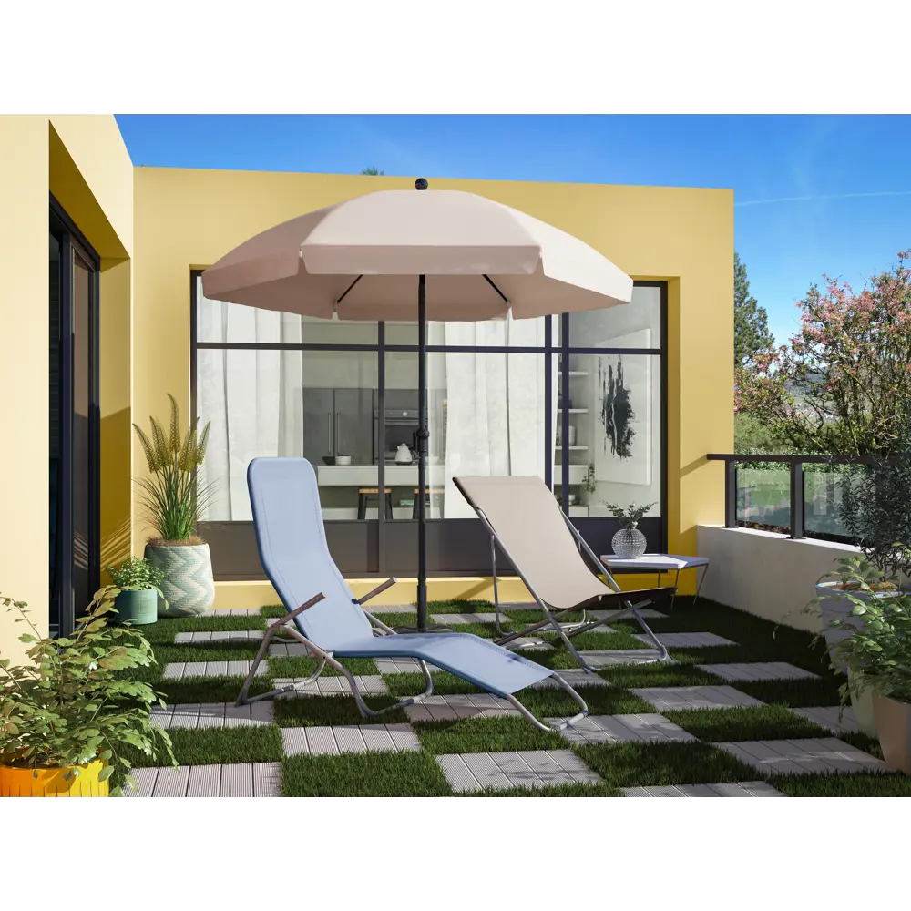 Кресло пляжное Biganos 55.5x90x86 см сталь/текстилен бежевый 80180302 STLM-2129836 Santreyd  - Вид №9