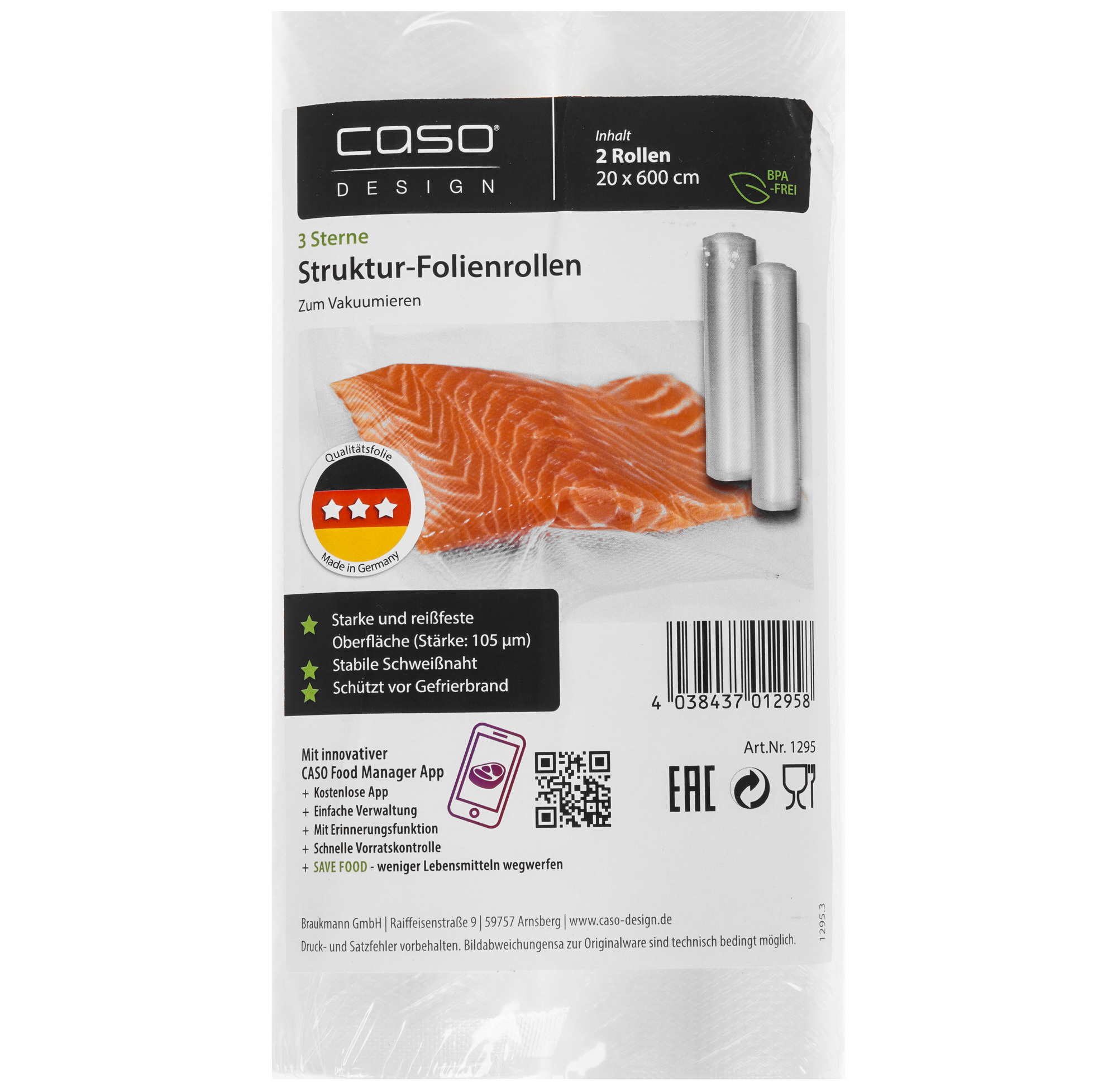 9297233 Набор рулонов для вакуумного упаковщика CASO 3 Sterne 20*600 STDN-0046863