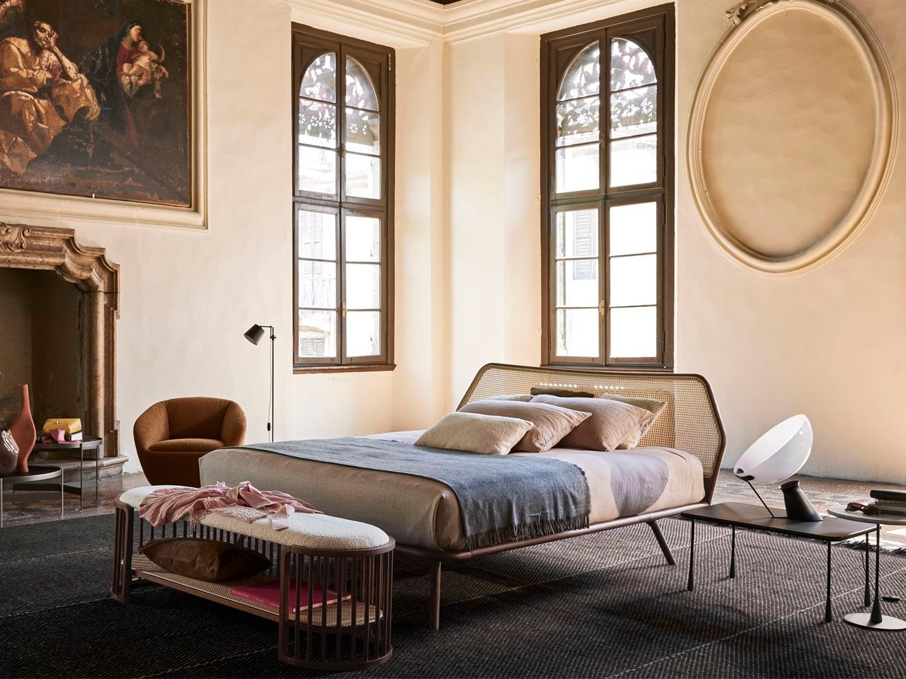 Кровать из массива дерева с изголовьем из Венской соломы Pianca TRAMA ARCH-00054304 - Вид №8