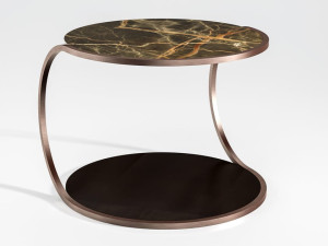 Низкий столик из мрамора и дерева