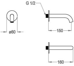 Fir Italia Стенной излив Cleosteel 48 4844114 - Вид №1