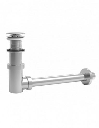 122300 000 00  Универсальный слив для умывальника со встроенным сифоном Сифонетка, двустворчатый клапан Д. 65 мм, нержавеющая сталь и хромированный АБС Valentin Хром  - Вид №1