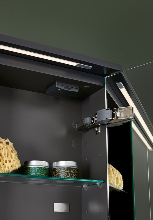 1590711 Шкаф Кромкого Зеркала 800 Антрацитовый Серый Hafa  Антрацитовый  - Вид №1