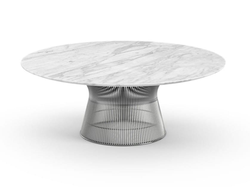 Круглый журнальный столик из мрамора и стали Knoll Platner ARCH-00044218