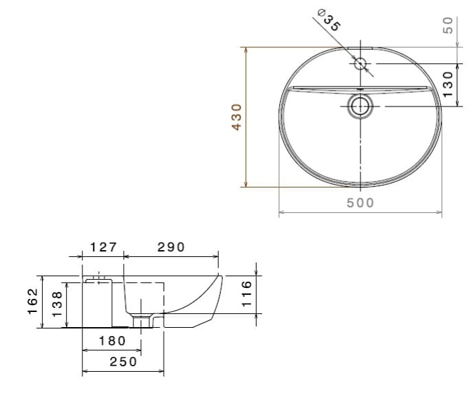 Керамическая раковина с полукругом Galassia M2 ARCH-00032904 - Вид №3