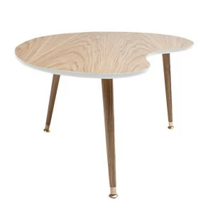 Журнальный столик с дубовой столешницей и белым кантом "Почка" WOODI  00-3966486 Беленый дуб;бежевый