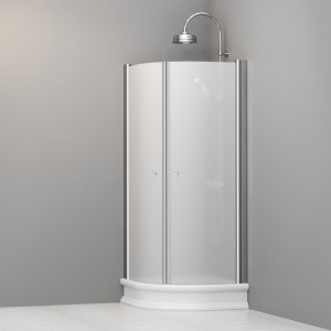 9158S0 Душевая кабина реверсивная DX/SX для душевого поддона четверть круга 80x80, цвет Хромированный Kerasan RETRO Италия