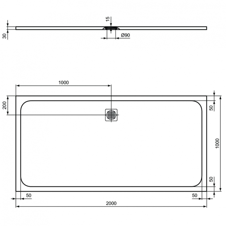 K8327FS Душевой поддон 200х100 см Ideal Standard ULTRAFLAT S  - Вид №2