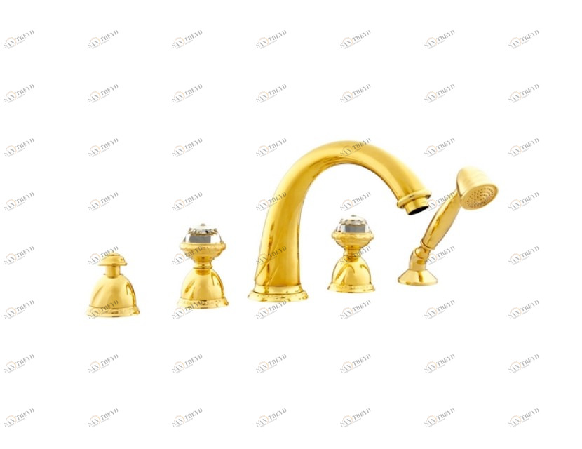 051216.E00.62 Набор для ванны с пятью отверстиями и кристаллами сваровски Сатин никель Mestre Oman