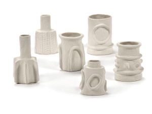 Набор из 6 круглых каменных ваз