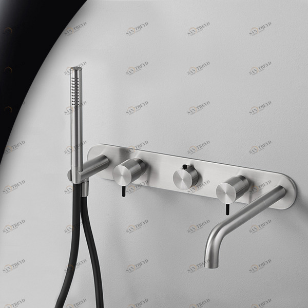 Смеситель для ванны матовая сталь с черной ручкой Toki Radomonte TKI52SCIL22