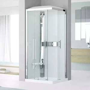 Душевая кабина термостатическая 90x90 GLAX 3 A90 STANDARD Novellini GLAX 3 с высоким душевым поддоном, серебристым профилем и крышей