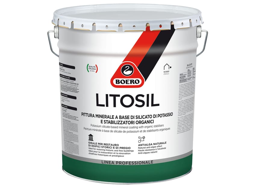 Минеральная краска на основе силиката калия и органические стабилизаторы Boero LITOSIL ARCH-00126749