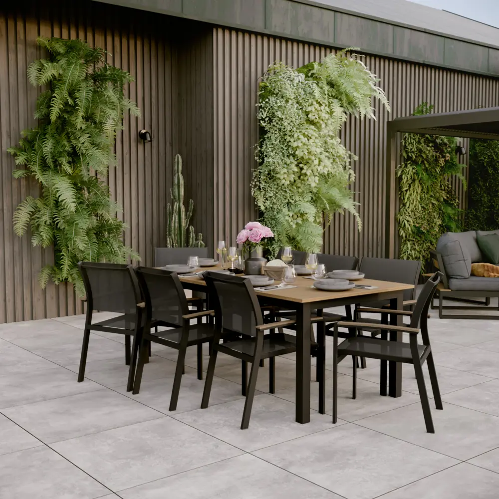 Стол садовый Naterial Clara 200x100x75 см алюминий цвет коричнево-серый STLM-2151228 - Вид №6