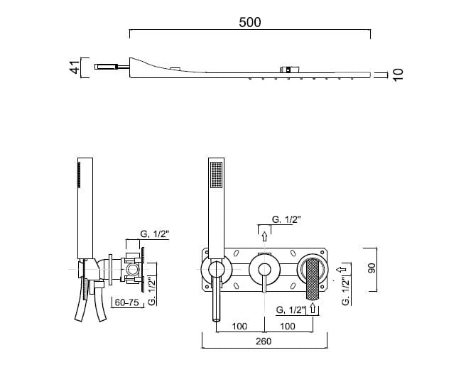 Встраиваемый смеситель для душа с душем Rubinetteria Giulini Surf Deluxe ARCH-00090064 - Вид №2