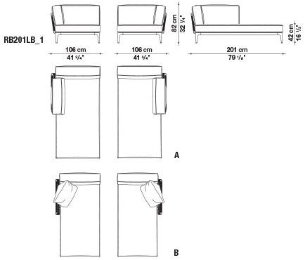 B&B Italia Outdoor Садовый диван из ткани с шезлонгом Ribes sun-id-1471587 - Вид №13