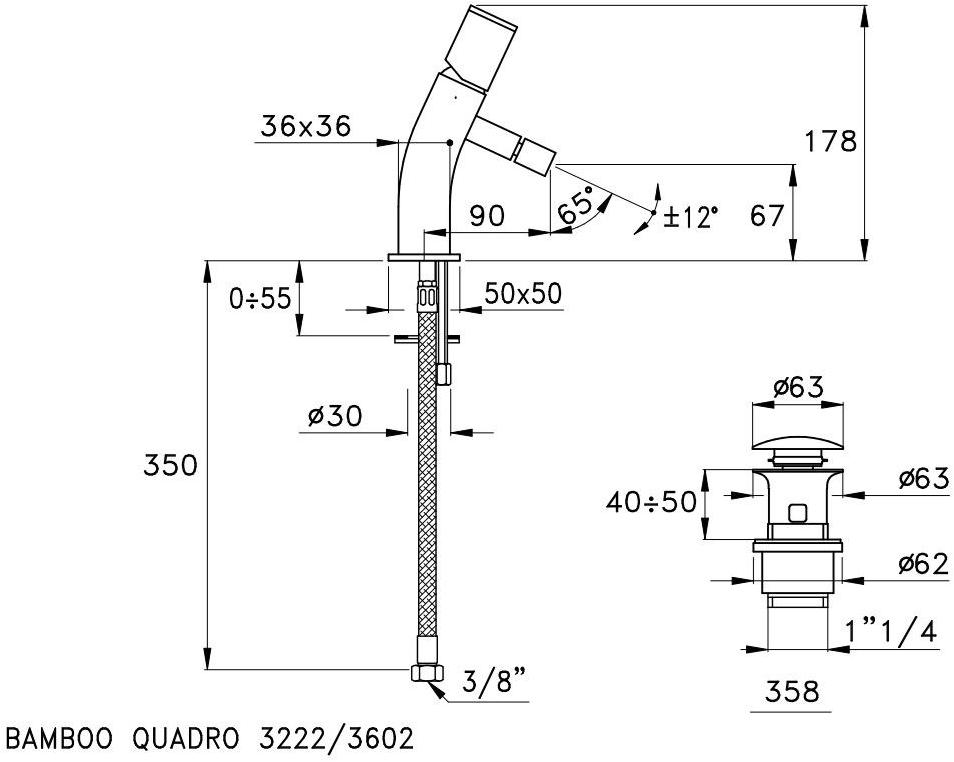 RUBINETTERIE STELLA Смеситель для раковины / Смеситель для биде Bamboo quadro sun-id-1424571 - Вид №1