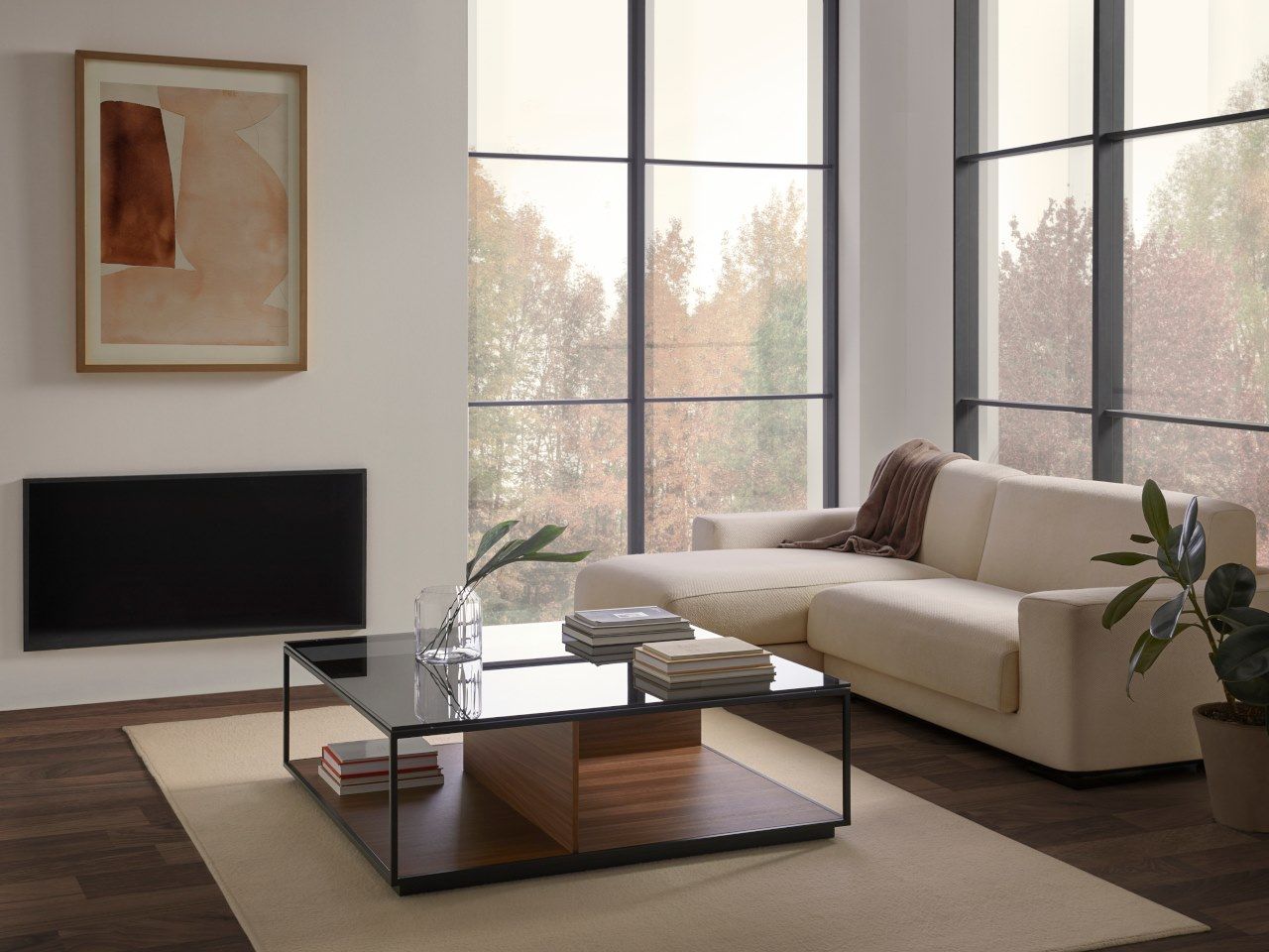 Низкий журнальный столик из дерева и стекла с журнальной стойкой Kendo Mobiliario ARCH-00076318 - Вид №5