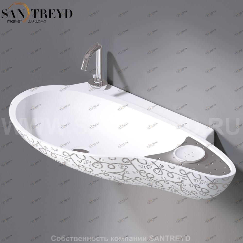 L235T0R1V4..400P Подвесная раковина настенная овальная A. e T. Italia SPOT белая AeT ITALIA ACCENT L235T0R1V4.400P