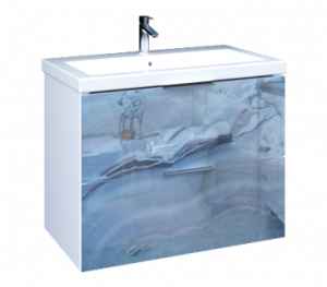 У72775 Тумба с раковиной Liriya 75П 2в.я. Blue marble 1 Marka Liriya