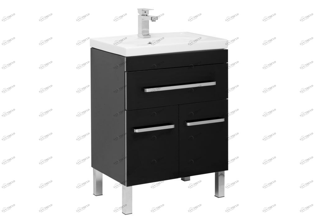 Тумба под раковину Aquanet Сиена 60 черный (напольный 1 ящик 2 дверцы) sun-id-271840