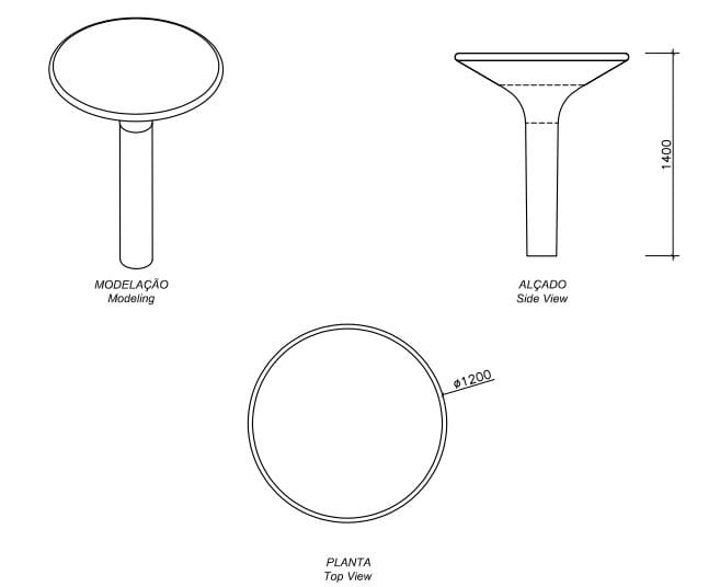 Высокий круглый бетонный стол для общественных мест amop Amoplay ARCH-00148887 - Вид №1