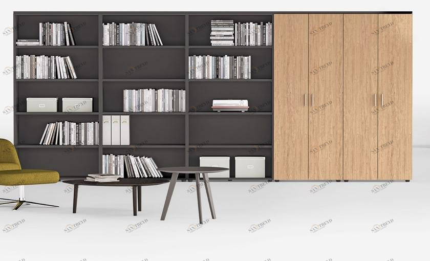 Sinetica Высокий стеллаж для офиса из лакированного дерева Operative cabinets sun-id-1507275