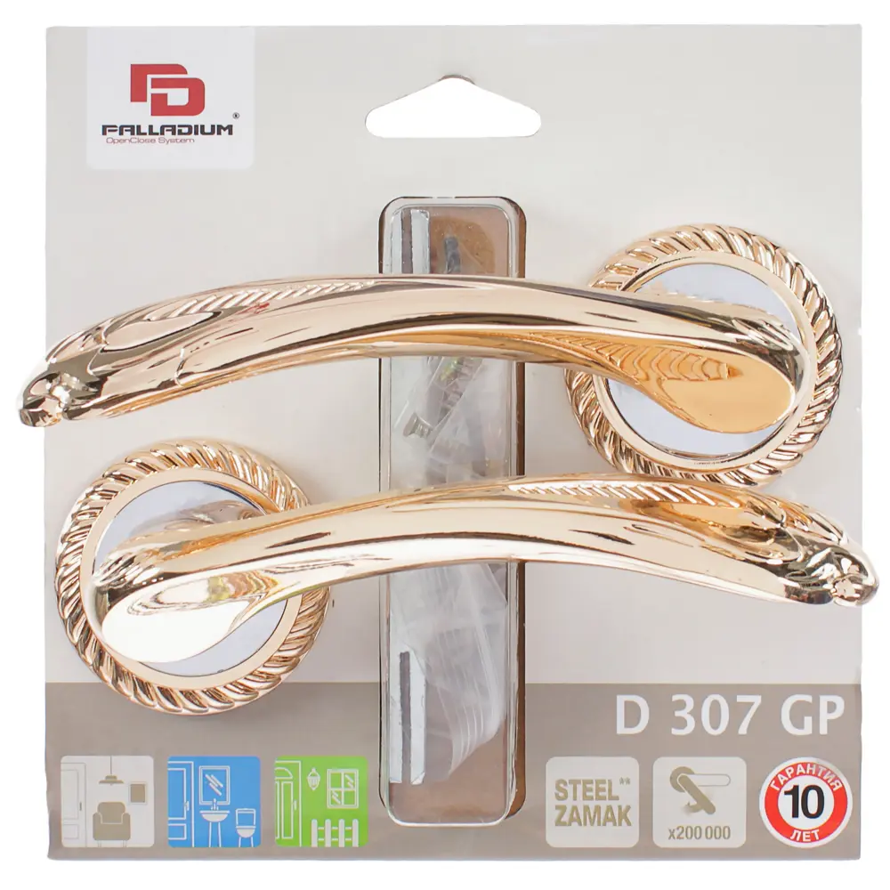 Ручка двверная на розетке Palladium D 307, цвет глянцевое золото STLM-2004959 - Вид №3