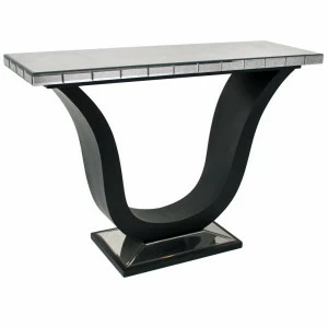 Консоль черная с фигурной ножкой и зеркальной столешницей Berlin RVASTLEY PUSHA 060938 Черный