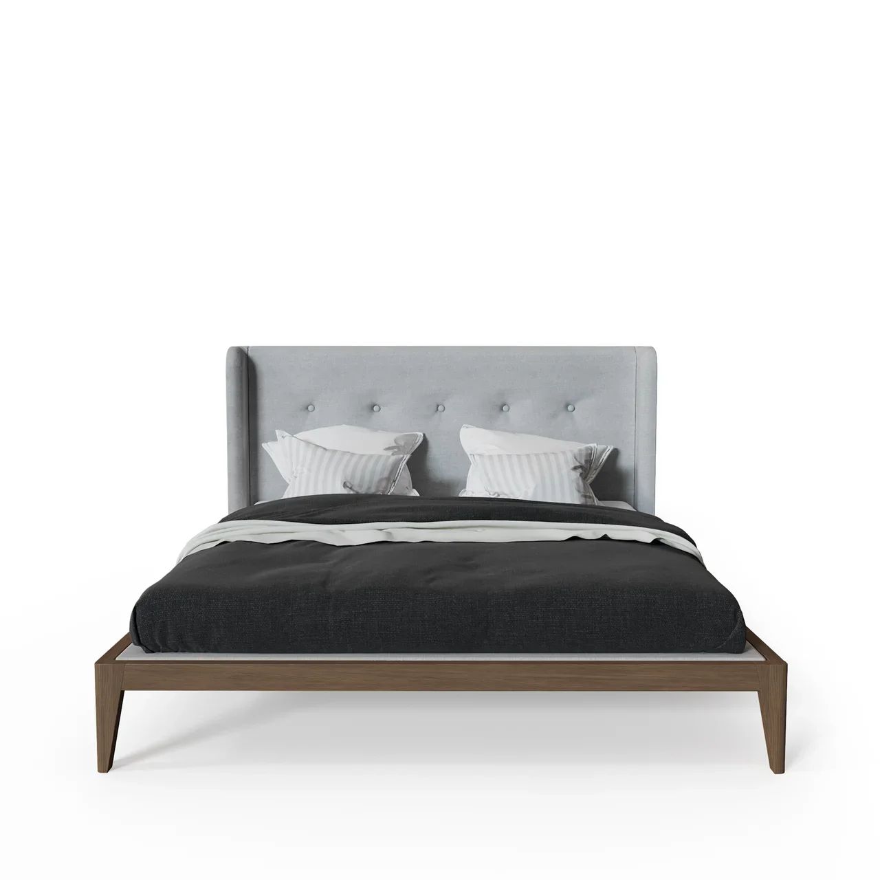 Кровать двуспальная с мягким изголовьем 160x200 светло-серая Fly soft new BRAGIN DESIGN ДИЗАЙНЕРСКИЕ 256421 Коричневый;серый  - Вид №1
