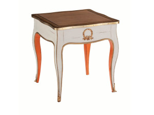 Высокий квадратный вишневый журнальный столик с отсеком для хранения