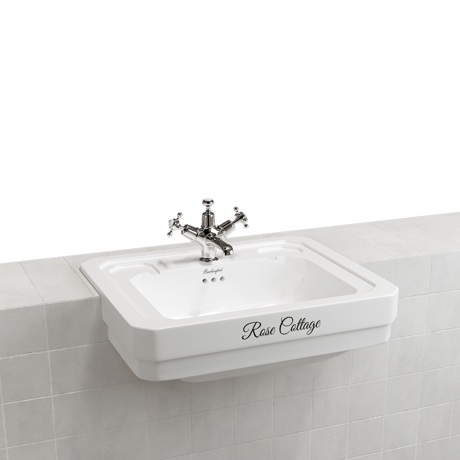 Burlington Bespoke Полувстраиваемая раковина Bespoke Script в эдвардианском стиле 58см с 2-мя отверстиями под смеситель B12 2TH SCR 